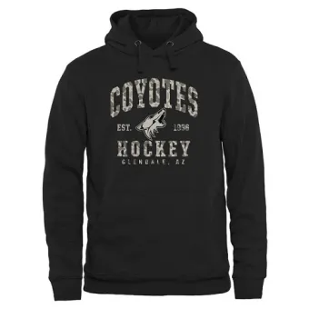 Men's Arizona Coyotes Camo Stack Pullover Hoodie - Black